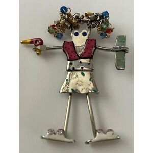 Unique Hairdresser Carette Brooch Silver Tone Rhinestone Hair Dryer Comb By Ganz